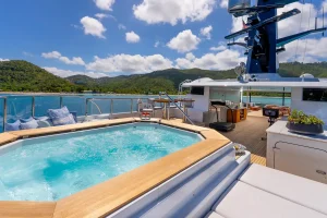 Sun deck jacuzzi - Scott Free -  Yacht for Sale - Torrens Luxury Collection