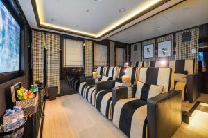 Lower Deck Movie Theatre - AXIOMA Yacht for Sale - Torrens Luxury Collection